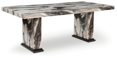 Mega Furniture - Ashley Furniture - Jeshina Dining Table - Dining Table / Dark Brown/Beige - PCD581D4