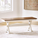 Mega Furniture - Ashley Furniture - Brinfern Dining Room - Large Dining Room Bench / Brown/Antique White / 48"W x 16"D x 19"H - PCD628-00