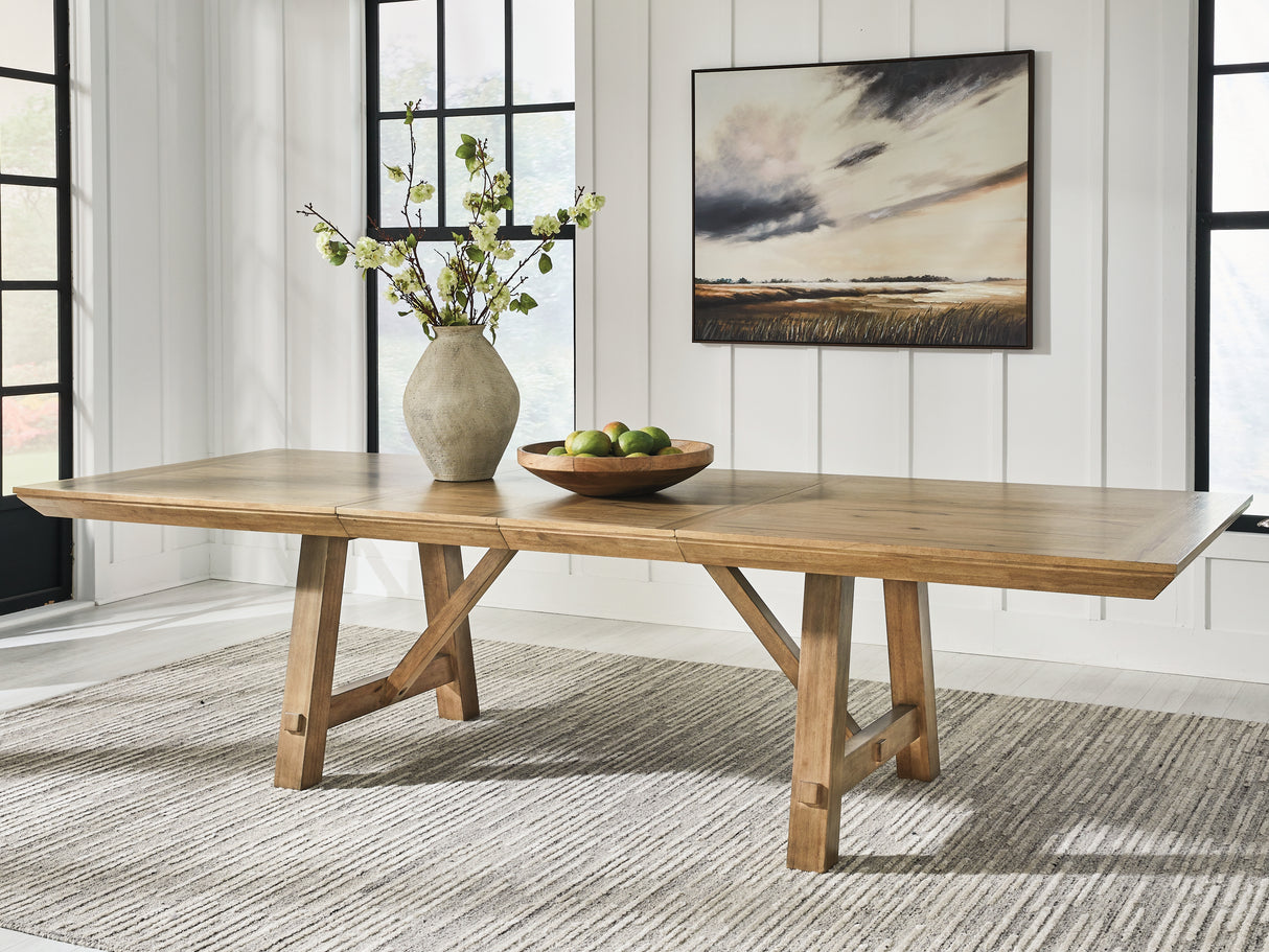 Mega Furniture - Ashley Furniture - Ridgester Dining Room - RECT Dining Room EXT Table / Light Brown - D858-45