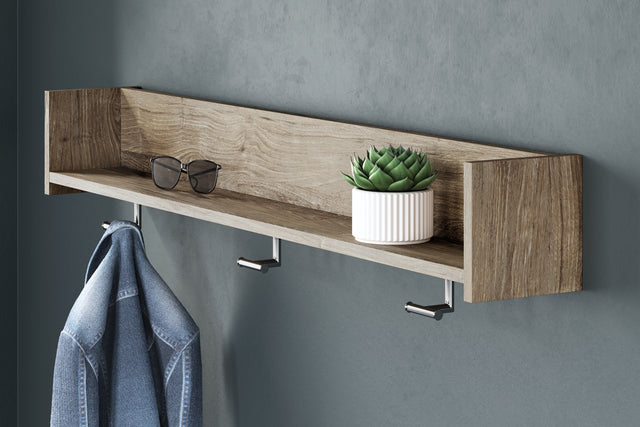 Mega Furniture - Ashley Furniture - Oliah Wall Decor - Wall Mounted Coat Rack w/Shelf / Natural - EA2270-151