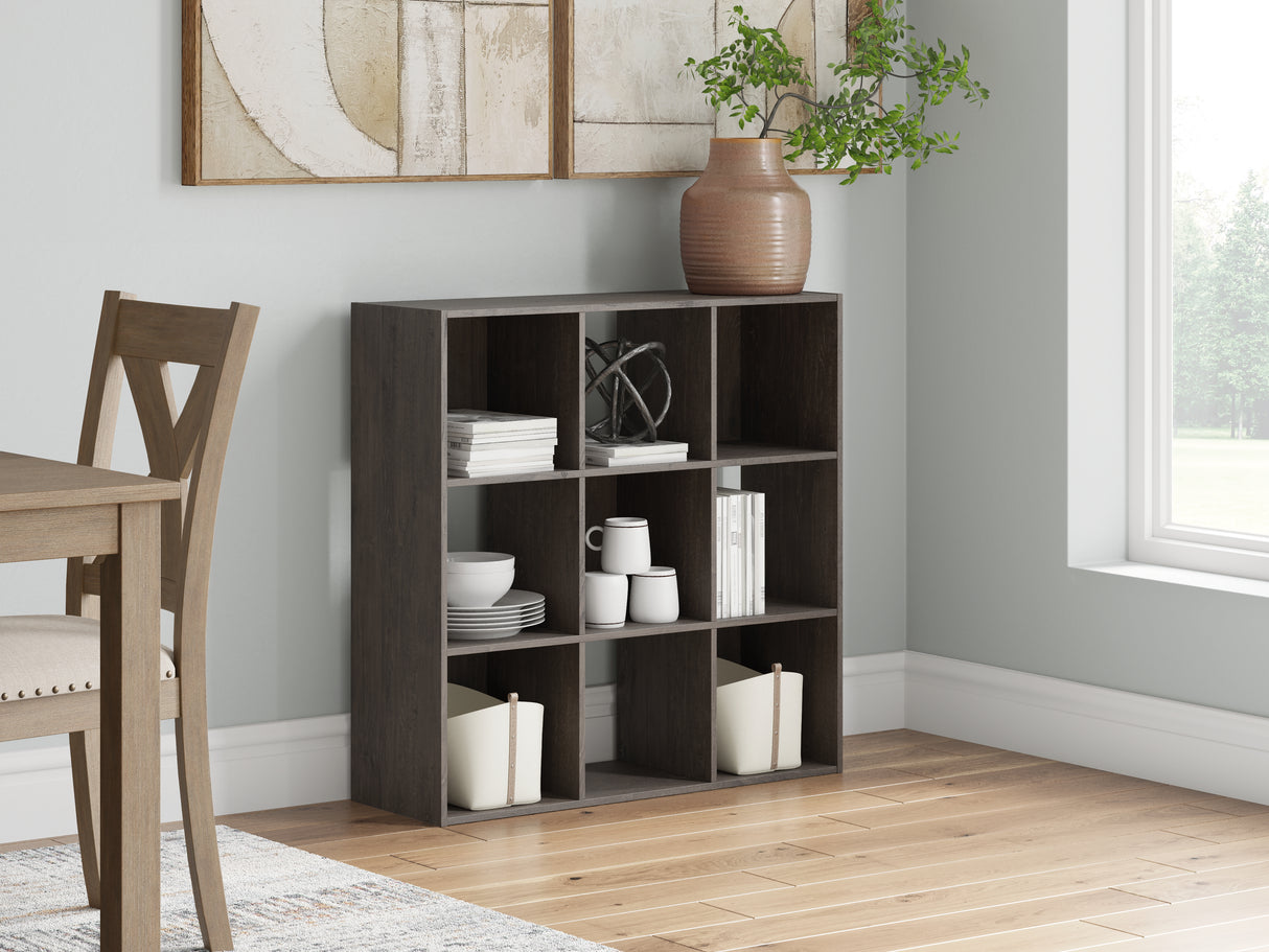 Mega Furniture - Ashley Furniture - Piperton Nine Cube Organizer - Nine Cube Organizer / Charcoal - EA5514-3X3