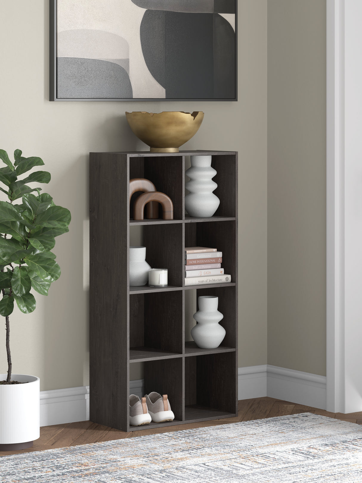Mega Furniture - Ashley Furniture - Piperton Eight Cube Organizer - Eight Cube Organizer / Charcoal - EA5514-4X2