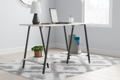 Mega Furniture - Ashley Furniture - Bayflynn Office Desk - Home Office Desk / White/Black - H288-27