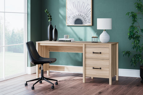 Mega Furniture - Ashley Furniture - Battelle Office Desk - Home Office Desk / Tan - H3929-134