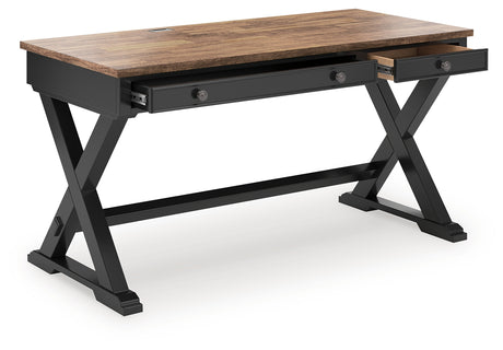 Mega Furniture - Ashley Furniture - Wildenauer Office Desk - Home Office Desk / Brown/Black - H664-34