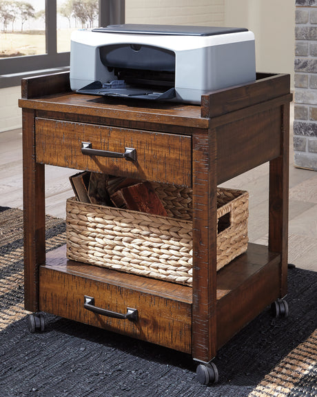 Mega Furniture - Ashley Furniture - Baldridge Printer Stand - Printer Stand / Rustic Brown - H675-11