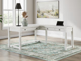 Mega Furniture - Ashley Furniture - Robbinsdale Office Desk - L-Shaped Home Office Desk / Antique White - H742H1