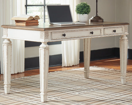 Mega Furniture - Ashley Furniture - Realyn Office Desk - Home Office Lift Top Desk / White/Brown - H743-134
