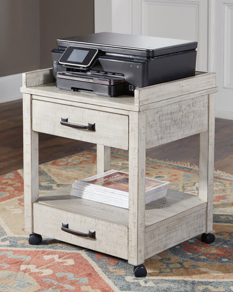 Mega Furniture - Ashley Furniture - Carynhurst Printer Stand - Printer Stand / Whitewash - H755-11