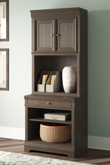 Mega Furniture - Ashley Furniture - Janismore Bookcase - Bookcase / Weathered Gray - H776H7