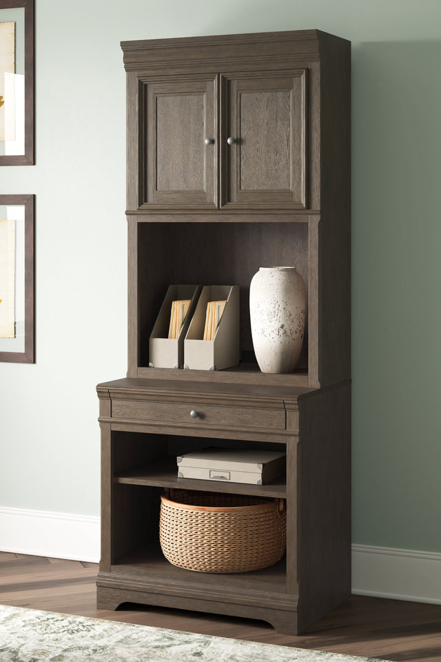 Mega Furniture - Ashley Furniture - Janismore Bookcase - Bookcase / Weathered Gray - H776H7