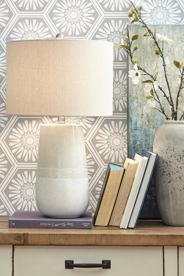 Mega Furniture - Ashley Furniture - Shavon Lighting - Table Lamp (Set of 2) / Beige/White - L100724X2