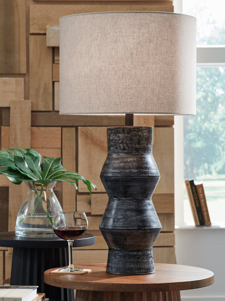 Mega Furniture - Ashley Furniture - Kerbert Lighting - 2-Piece Lamp Set / Distressed Black - L100824X2