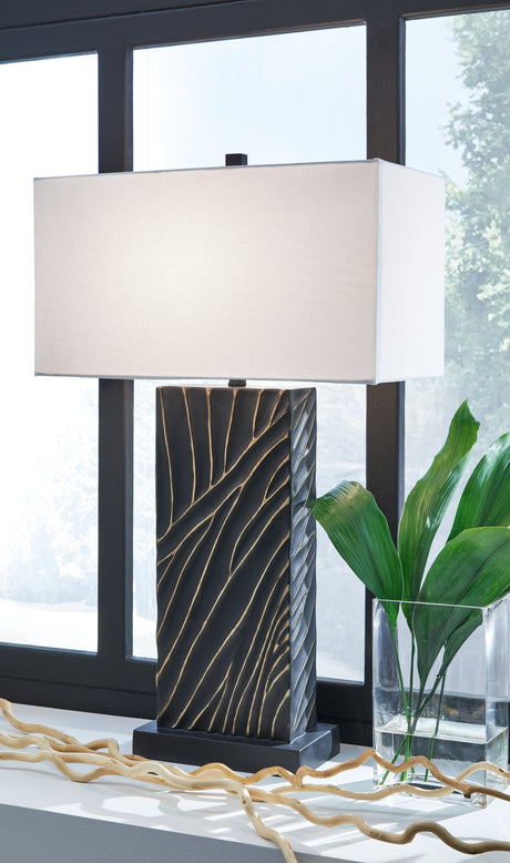 Mega Furniture - Ashley Furniture - Bartlen Lighting - 2-Piece Lamp Set / Black/Gold Finish - L235774X2