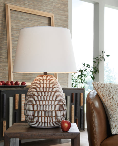 Mega Furniture - Ashley Furniture - Darrich Lighting - 2-Piece Lamp Set / Beige/White - L235804X2