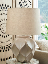 Mega Furniture - Ashley Furniture - Edselham Lighting - Paper Table Lamp (1/CN) / Distressed Cream - L235974