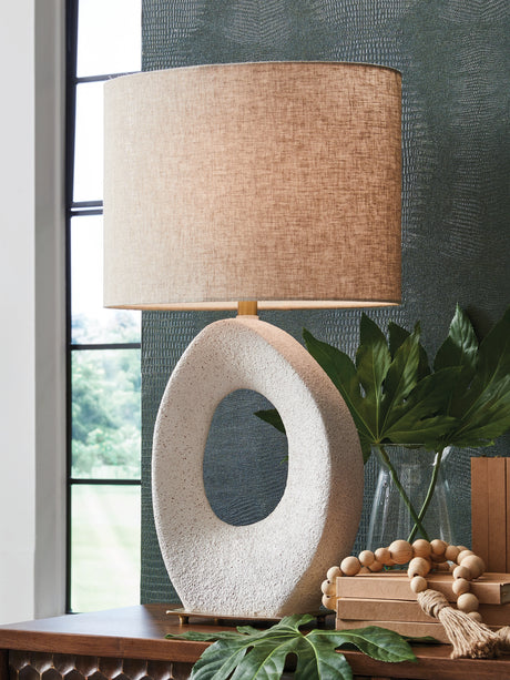 Mega Furniture - Ashley Furniture - Trentlen Lighting - Paper Table Lamp (1/CN) / Cream/Gold Finish - L235984