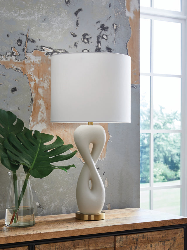 Mega Furniture - Ashley Furniture - Judrich Lighting - Poly Table Lamp (1/CN) / White/Gold Finish - L236024