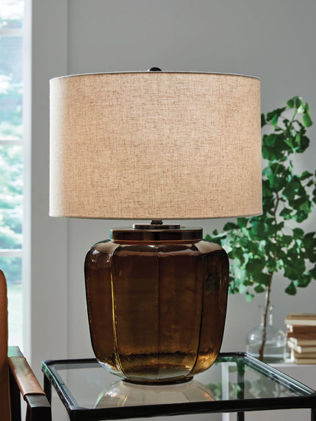Mega Furniture - Ashley Furniture - Bainmore Lighting - Glass Table Lamp (1/CN) / Amber - L430914