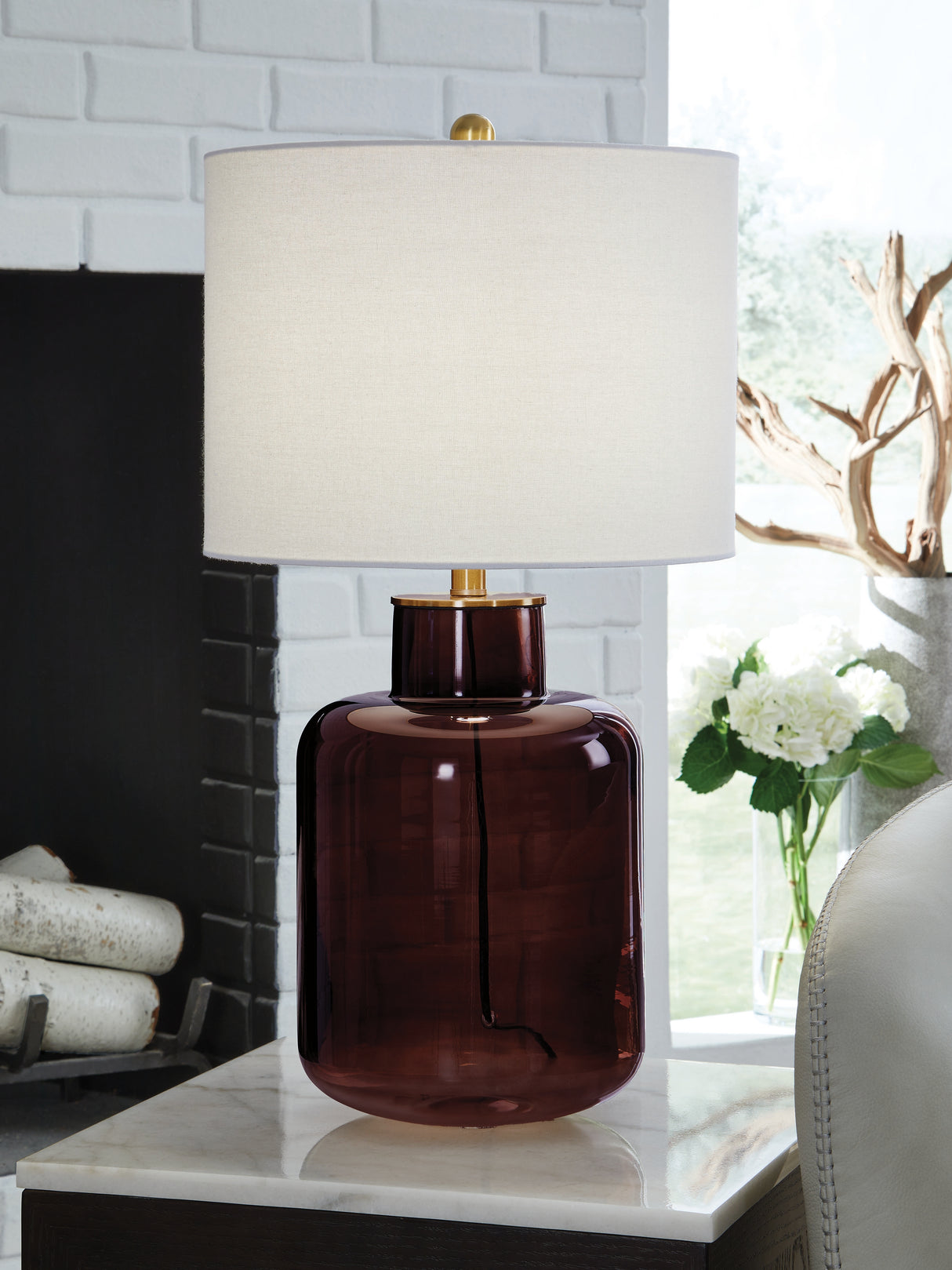 Mega Furniture - Ashley Furniture - Mette Lighting - Glass Table Lamp (1/CN) / Brown/Gold Finish - L430924