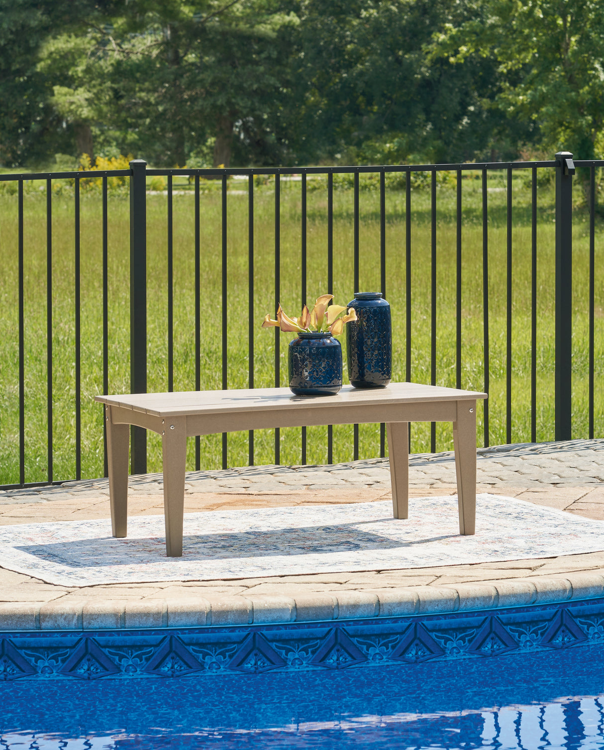 Mega Furniture - Ashley Furniture - Hyland wave Outdoor - Rectangular Cocktail Table / Driftwood - P114-701