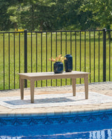 Mega Furniture - Ashley Furniture - Hyland wave Outdoor - Rectangular Cocktail Table / Driftwood - P114-701