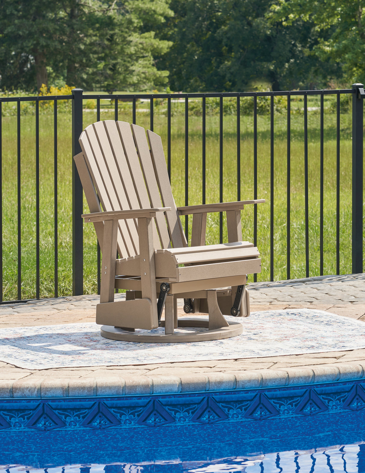 Mega Furniture - Ashley Furniture - Hyland wave Outdoor - Swivel Glider Chair / Driftwood - P114-820