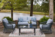 Mega Furniture - Ashley Furniture - Bridges Beach Outdoor - Love/Chairs/Table Set (4/CN) / Gray - PCP391-080