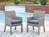 Mega Furniture - Ashley Furniture - Half Moon Beach Outdoor - Arm Chair With Cushion (Set of 2) / Blue/Gray - PCP418-601A