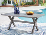 Mega Furniture - Ashley Furniture - Half Moon Beach Outdoor - RECT Dining Table w/UMB OPT / Gray - PCP418-625