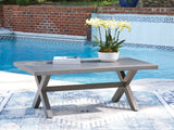 Mega Furniture - Ashley Furniture - Half Moon Beach Outdoor - Rectangular Cocktail Table / Gray - PCP418-701