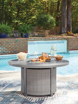 Mega Furniture - Ashley Furniture - Half Moon Beach Outdoor - Round Fire Pit Table / Gray - PCP418-776