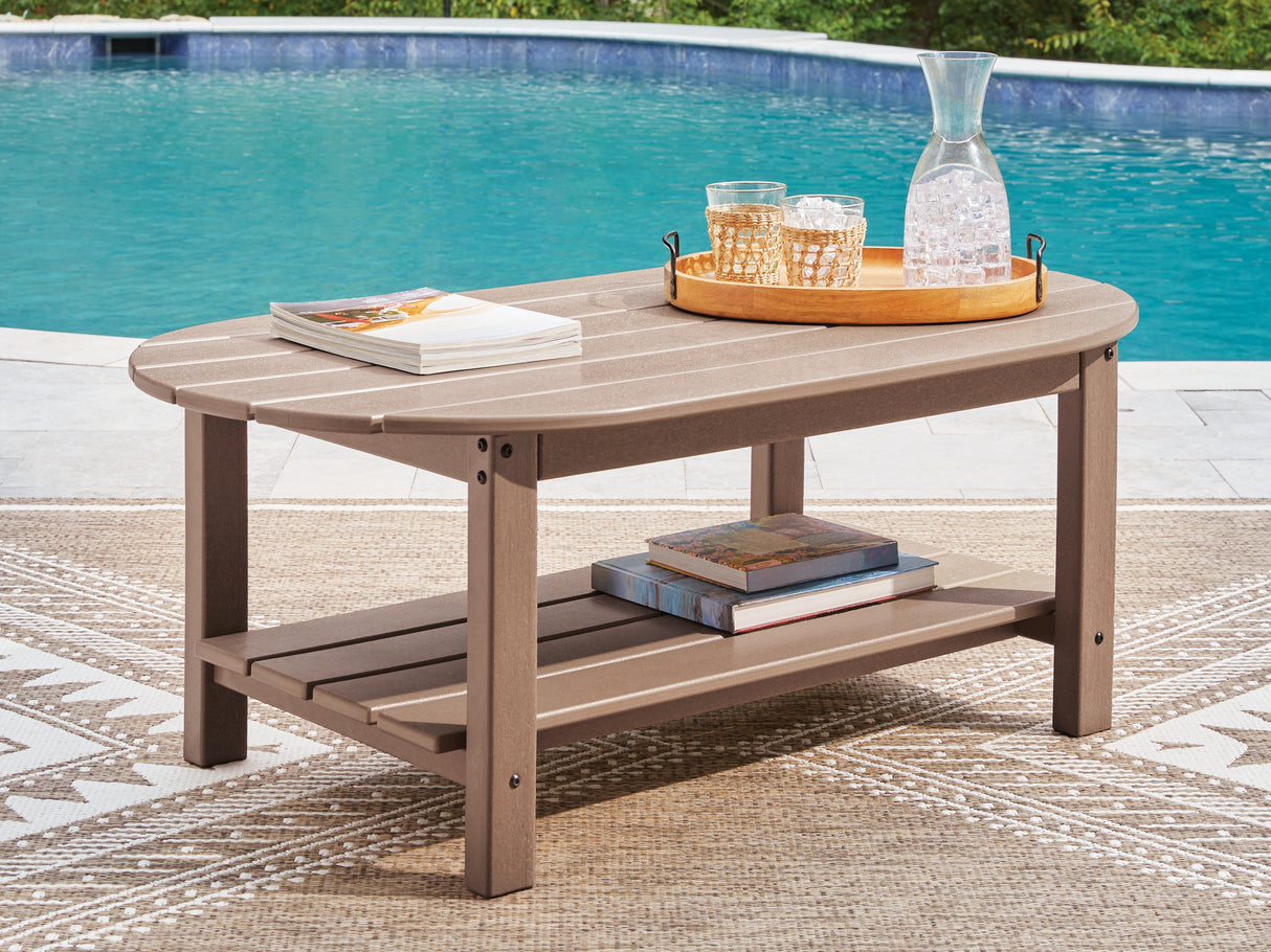 Mega Furniture - Ashley Furniture - Grover Beach Outdoor - Oval Cocktail Table / Driftwood - PCP422-700