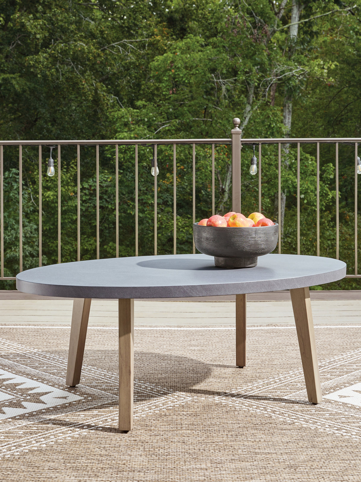 Mega Furniture - Ashley Furniture - Harmony Headlands Outdoor - Oval Cocktail Table / Natural/Gray - PCP428-701