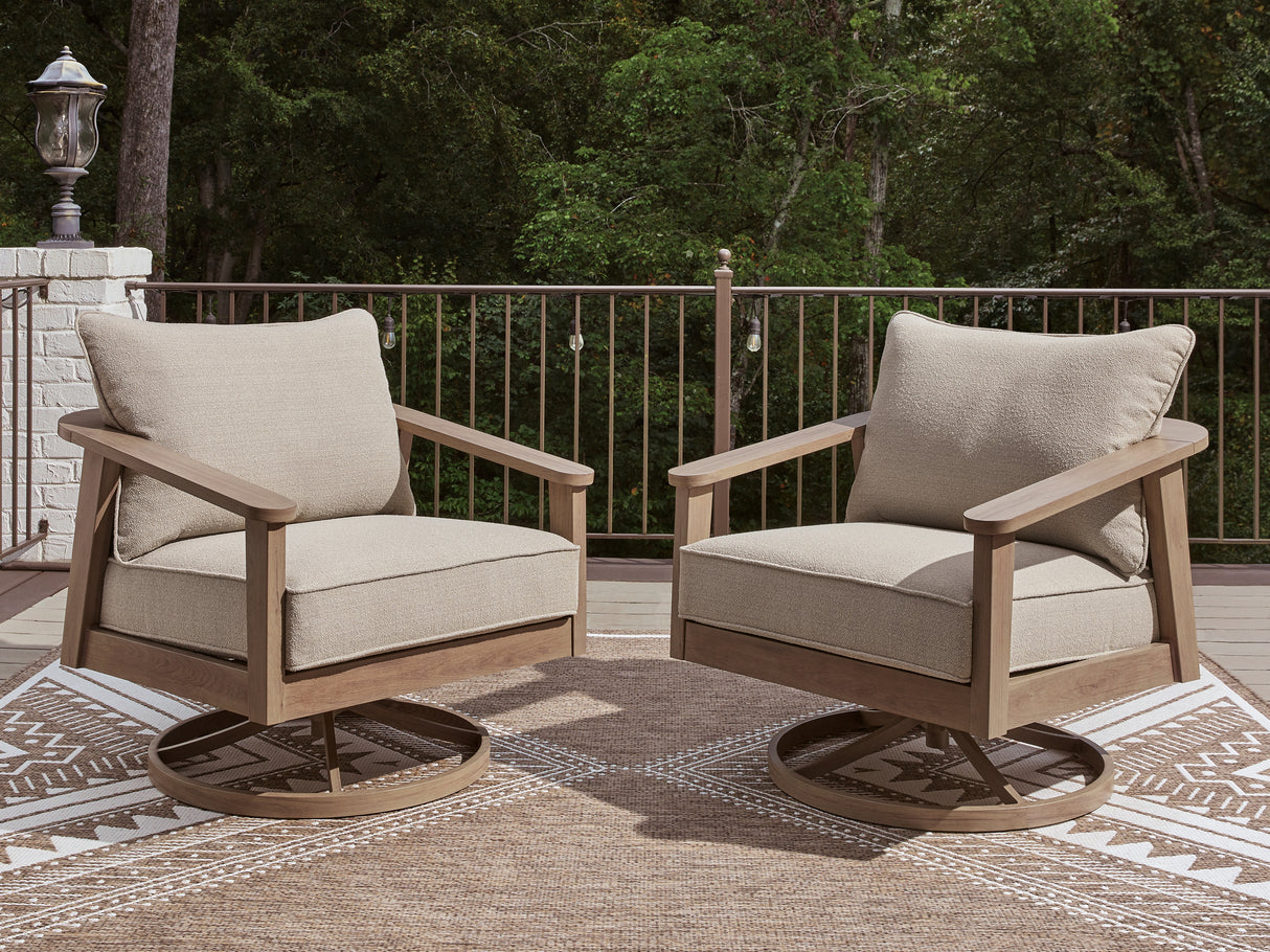Mega Furniture - Ashley Furniture - Harmony Headlands Outdoor - Swivel Lounge w/ Cushion / Natural/Gray - PCP428-821