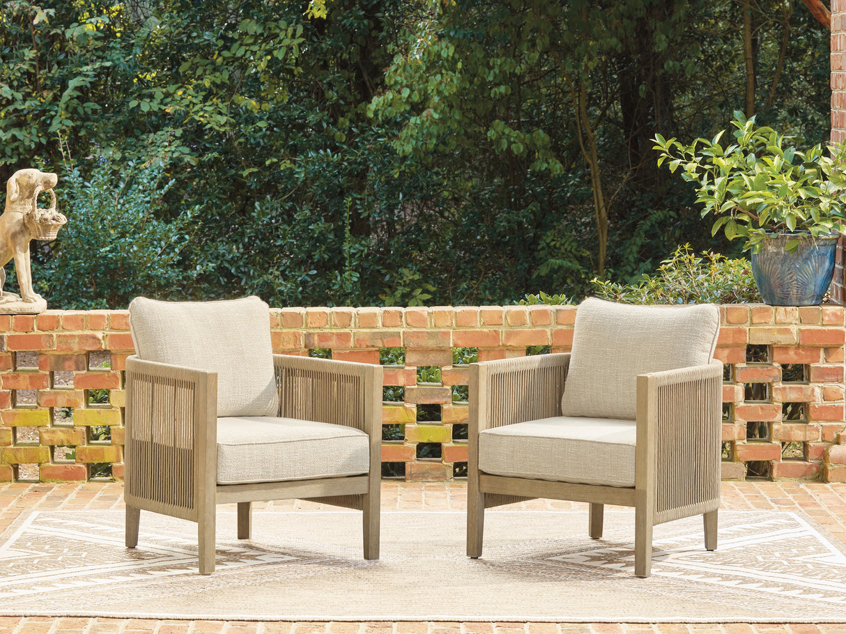 Mega Furniture - Ashley Furniture - Spooners Cove Outdoor - Lounge Chair w/Cushion (Set of 2) - PCP469-820