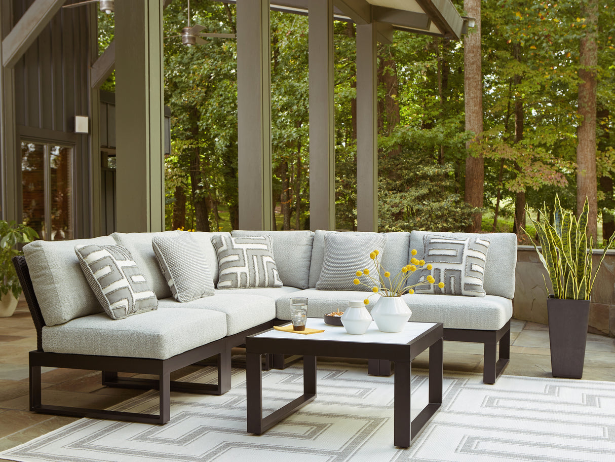 Mega Furniture - Ashley Furniture - Beachloft Outdoor - 5-Piece Outdoor Sectional / Black/Gray - P490P2