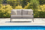 Mega Furniture - Ashley Furniture - Ocean Beach Outdoor - Loveseat w/Cushion / Gray - PCP510-835