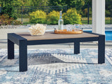 Mega Furniture - Ashley Furniture - East Beach Outdoor - Rectangular Cocktail Table / Navy Blue/Driftwood - PCP587-701