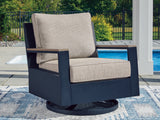 Mega Furniture - Ashley Furniture - East Beach Outdoor - Swivel Glider Chair w/Cushion / Navy Blue/Driftwood - PCP587-821