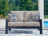 Mega Furniture - Ashley Furniture - East Beach Outdoor - Loveseat w/Cushion / Navy Blue/Driftwood - PCP587-835