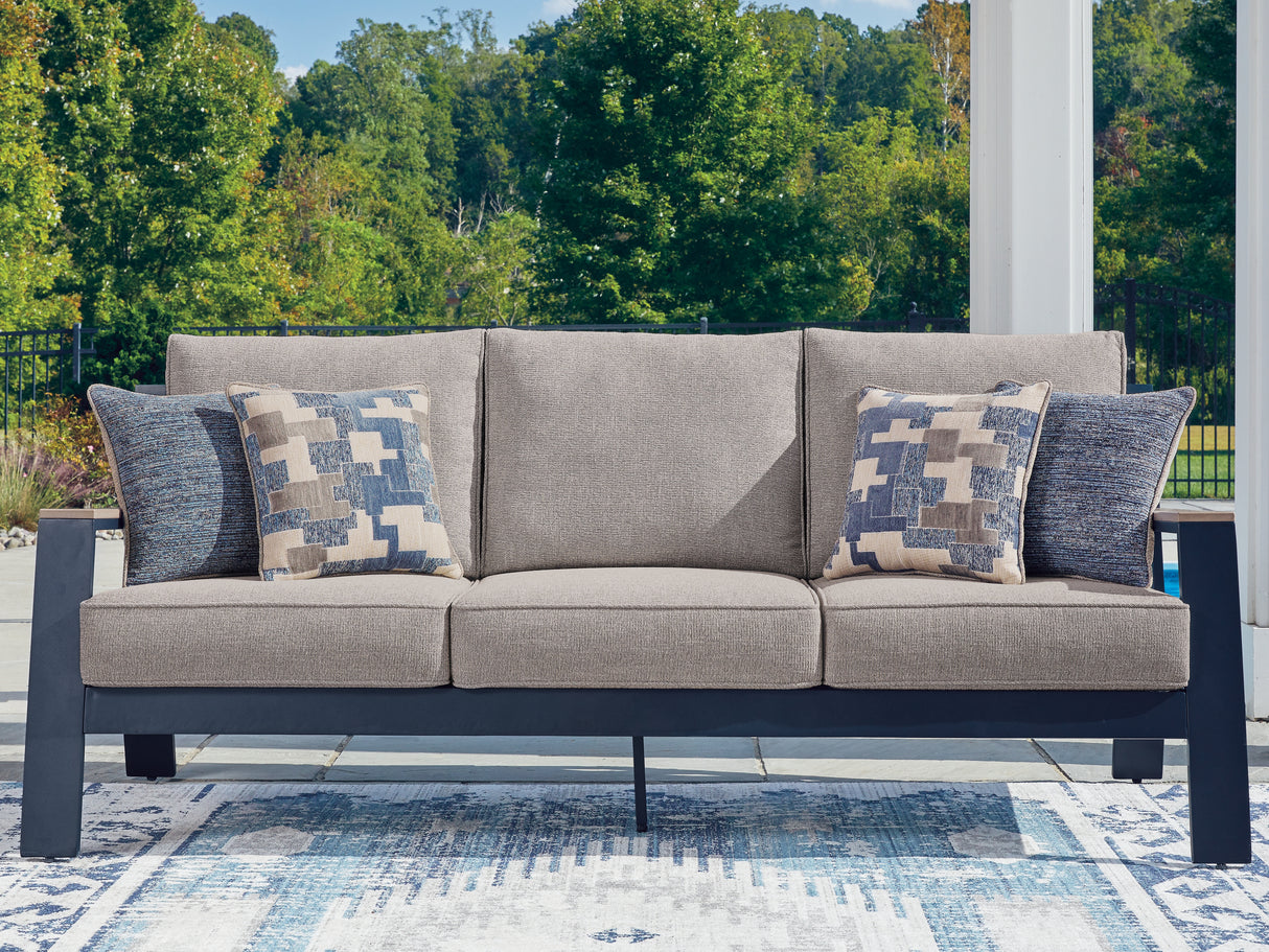 Mega Furniture - Ashley Furniture - East Beach Outdoor - Sofa with Cushion / Navy Blue/Driftwood - PCP587-838