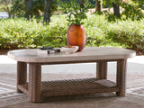 Mega Furniture - Ashley Furniture - Dolan Creek Outdoor - Rectangular Cocktail Table / Beige/Brown - PCP610-701