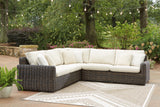 Mega Furniture - Ashley Furniture - Kimora Outdoor - 3-Piece Outdoor Sectional / Beige/Dark Brown - P711P1