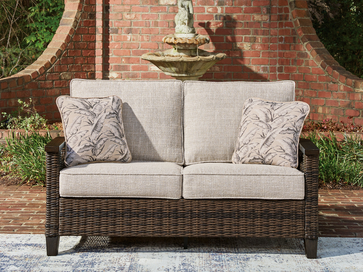 Mega Furniture - Ashley Furniture - Monterey Point Outdoor - Loveseat w/Cushion / Dark Brown - PCP760-835