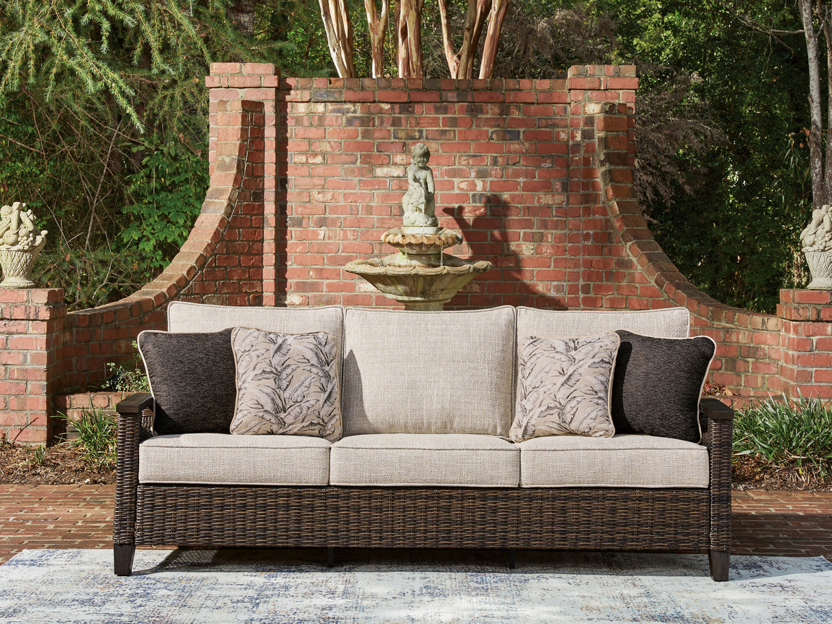 Mega Furniture - Ashley Furniture - Monterey Point Outdoor - Sofa with Cushion / Dark Brown - PCP760-838
