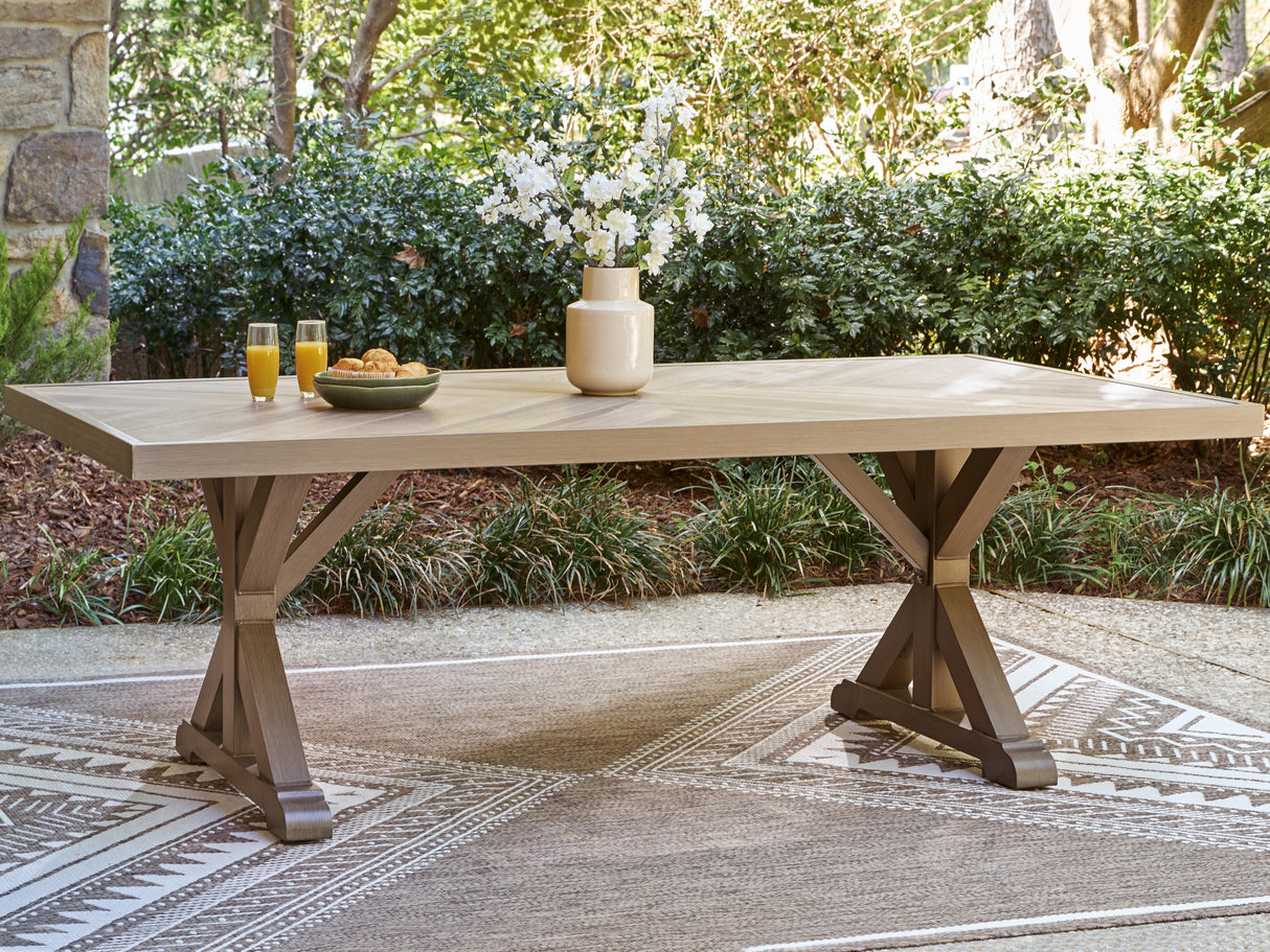Mega Furniture - Ashley Furniture - Laguna Heights Outdoor - RECT Dining Table w/UMB OPT / Beige - PCP790-625