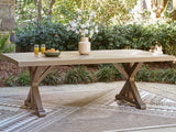 Mega Furniture - Ashley Furniture - Laguna Heights Outdoor - RECT Dining Table w/UMB OPT / Beige - PCP790-625