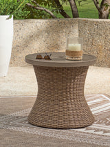 Mega Furniture - Ashley Furniture - Laguna Heights Outdoor - Round End Table w/UMB OPT / Beige - PCP790-706