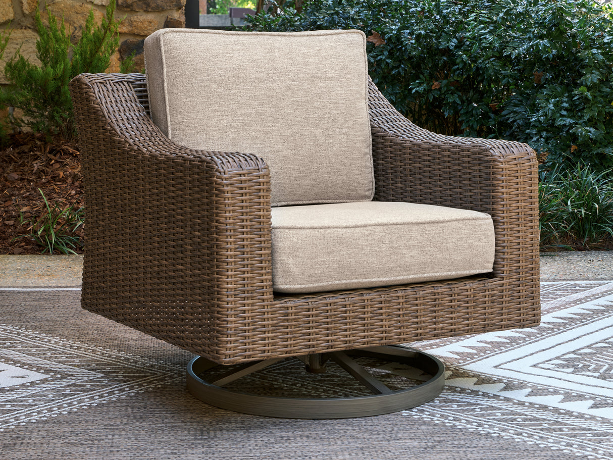 Mega Furniture - Ashley Furniture - Laguna Heights Outdoor - Swivel Lounge w/ Cushion / Beige - PCP790-821